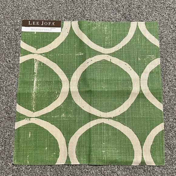 Lee Jofa Fabric Sample Remnant Circles Forest Linen Green Blithfield Crafts - Picture 2 of 16